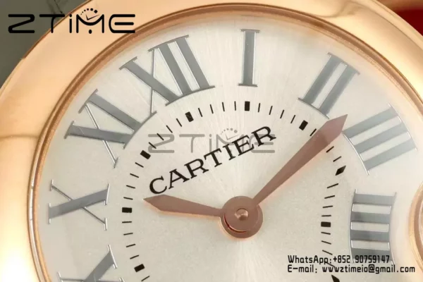 Cartier Ballon Blanc 30mm RG WGBL0005 AF 1:1 Best Edition Silver Dial on Gray Fabric Strap - Super Clone Watch | 1:1 Best Version