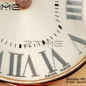 Cartier Ballon Blanc 30mm RG WGBL0005 AF 1:1 Best Edition Silver Dial on Gray Fabric Strap - Super Clone Watch | 1:1 Best Version