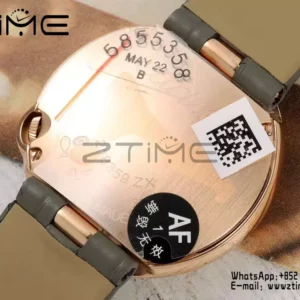 Cartier Ballon Blanc 30mm RG WGBL0005 AF 1:1 Best Edition Silver Dial on Gray Fabric Strap - Super Clone Watch | 1:1 Best Version