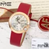 カルティエ バロンブラン 30mm RG WGBL0005 AF 1:1 ベストエディション シルバーダイアル レッドファブリック ストラップ - スーパークローン ウォッチ｜1:1 ベストバージョン