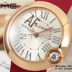 Cartier Ballon Blanc 30mm RG WGBL0005 AF 1:1 Best Edition Quadrante argento su cinturino in tessuto rosso - Orologio super clone | 1:1 Best Version