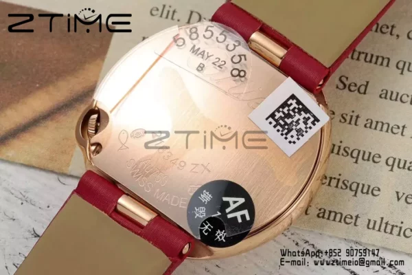 Cartier Ballon Blanc 30mm RG WGBL0005 AF 1:1 Best Edition Quadrante argento su cinturino in tessuto rosso - Orologio super clone | 1:1 Best Version