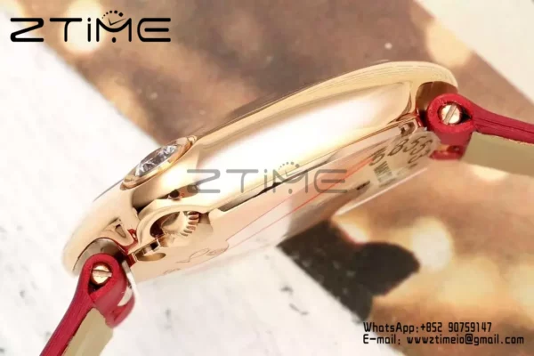 Cartier Ballon Blanc 30mm RG WGBL0005 AF 1:1 Best Edition Quadrante argento su cinturino in tessuto rosso - Orologio super clone | 1:1 Best Version