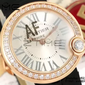 Cartier Ballon Blanc 30mm WJBL0005 RG AF 1:1 Best Edition Silver Dial Diamonds Bezel - Super Clone Watch | 1:1 Best Version