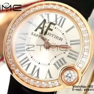 Cartier Ballon Blanc 30mm WJBL0005 RG AF 1:1 Best Edition Silver Dial Diamonds Bezel - Super Clone Watch | 1:1 Best Version