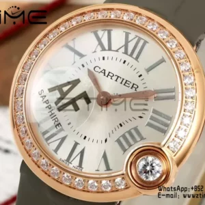 Cartier Ballon Blanc 30mm WJBL0008 RG AF 1:1 Best Edition Silver Dial Diamonds Bezel - Super Clone Watch | 1:1 Best Version