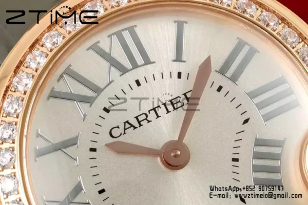 Cartier Ballon Blanc 30mm WJBL0008 RG AF 1:1 Best Edition Silver Dial Diamonds Bezel - Super Clone Watch | 1:1 Best Version