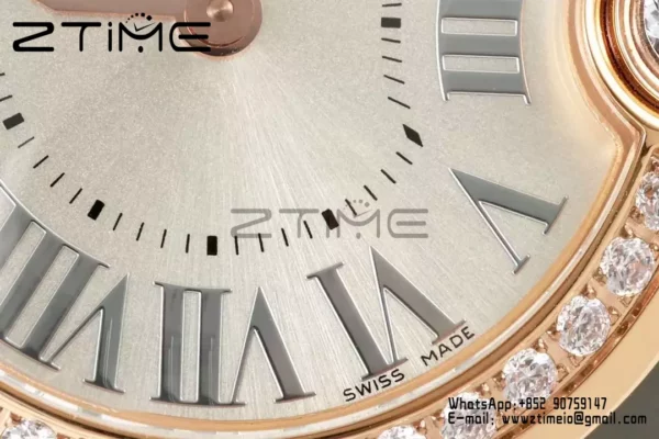 Cartier Ballon Blanc 30mm WJBL0008 RG AF 1:1 Best Edition Silver Dial Diamonds Bezel - Super Clone Watch | 1:1 Best Version