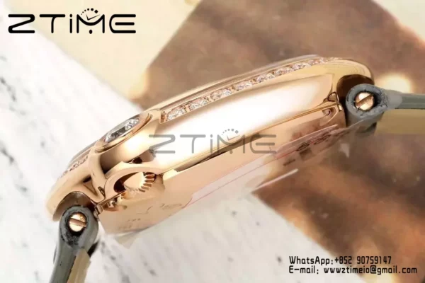 Cartier Ballon Blanc 30mm WJBL0008 RG AF 1:1 Best Edition Silver Dial Diamonds Bezel - Super Clone Watch | 1:1 Best Version