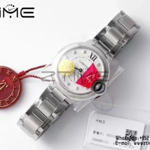 Cartier Ballon Bleu WSBB0021 33mm SS AF Factory 1:1 Best Edition white Dial on SS Bracelet A076 - Super Clone Watch | 1:1 Best Version