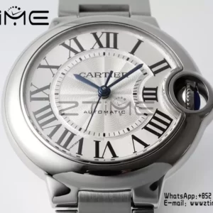 Cartier Ballon Bleu WSBB0044 33mm SS AF Factory 1:1 Best Edition White Dial on SS Bracelet A076 - Super Clone Watch | 1:1 Best Version