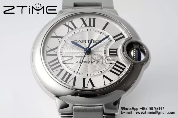Cartier Ballon Bleu WSBB0044 33mm SS AF Factory 1:1 Best Edition White Dial on SS Bracelet A076 - Super Clone Watch | 1:1 Best Version