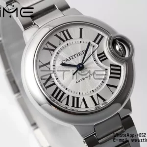 Cartier Ballon Bleu WSBB0044 33mm SS AF Factory 1:1 Best Edition White Dial on SS Bracelet A076 - Super Clone Watch | 1:1 Best Version