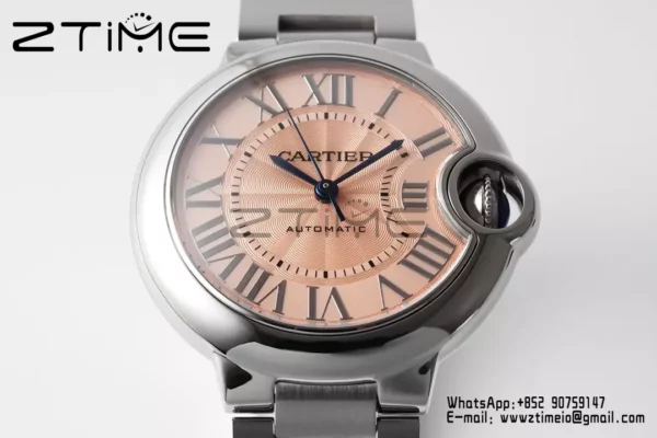 Cartier Ballon Bleu WSBB0046 33mm SS AF Factory 1:1 Best Edition Pink Dial on SS Bracelet A076 - Super Clone Watch | 1:1 Best Version