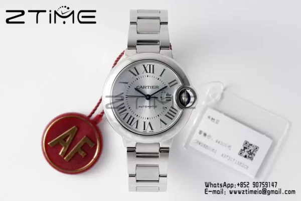 Cartier Ballon Bleu WSBB0062 33mm SS AF Factory 1:1 Best Edition Ice Blue Dial on SS Bracelet A076 - Super Clone Watch | 1:1 Best Version