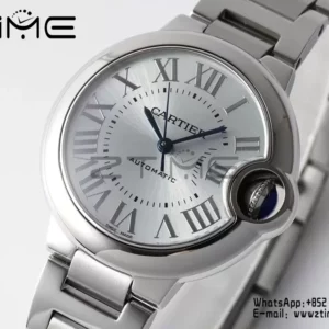 Cartier Ballon Bleu WSBB0062 33mm SS AF Factory 1:1 Best Edition Ice Blue Dial on SS Bracelet A076 - Super Clone Watch | 1:1 Best Version