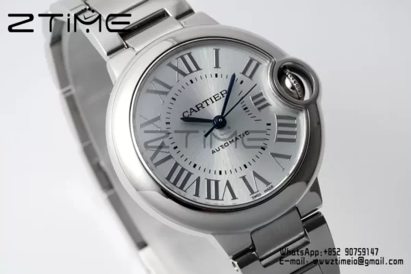 Cartier Ballon Bleu WSBB0062 33mm SS AF Factory 1:1 Best Edition Ice Blue Dial on SS Bracelet A076 - Super Clone Watch | 1:1 Best Version