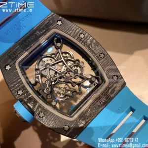 Richard Mille RM055 NTPT APS Factory 1:1 Best Edition Blue Bezel Blue Crown Rubber Strap - Super Clone Watch | 1:1 Best Version