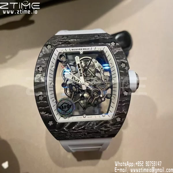 Richard Mille RM055 NTPT APS Factory 1:1 Best Edition Λευκή στεφάνη Λευκή κορώνα σε καουτσούκ λουράκι - Super Clone Watch | 1:1 Best Version