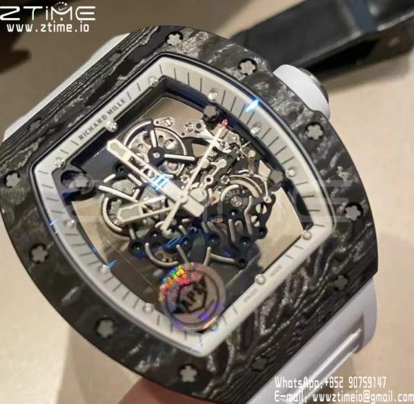 Richard Mille RM055 NTPT APS Factory 1:1 Best Edition Λευκή στεφάνη Λευκή κορώνα σε καουτσούκ λουράκι - Super Clone Watch | 1:1 Best Version