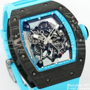 Richard Mille RM055 NTPT APS Factory 1:1 Best Edition Blue Bezel Blue Crown Rubber Strap - Super Clone Watch | 1:1 Best Version