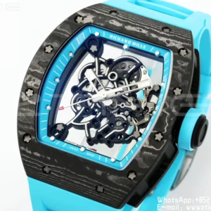Richard Mille RM055 NTPT APS Factory 1:1 Best Edition Blue Bezel Blue Crown Rubber Strap - Super Clone Watch | 1:1 Best Version