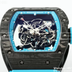Richard Mille RM055 NTPT APS Factory 1:1 Best Edition Blue Bezel Blue Crown Rubber Strap - Super Clone Watch | 1:1 Best Version