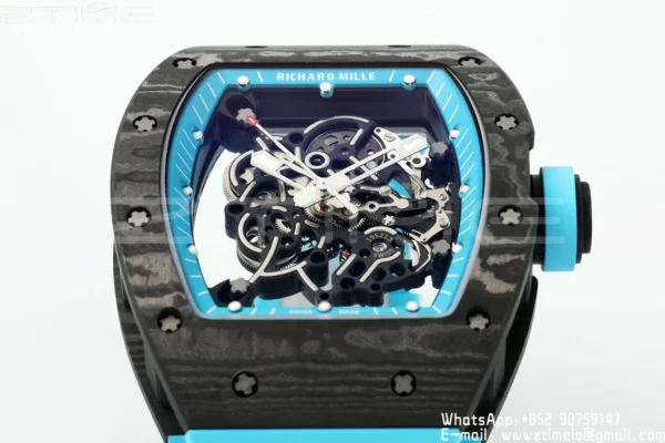 Richard Mille RM055 NTPT APS Factory 1:1 Best Edition Blue Bezel Blue Crown Rubber Strap - Super Clone Watch | 1:1 Best Version