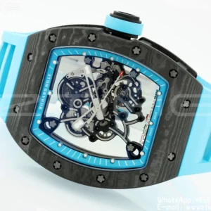 Richard Mille RM055 NTPT APS Factory 1:1 Best Edition Blue Bezel Blue Crown Rubber Strap - Super Clone Watch | 1:1 Best Version