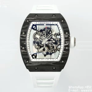 Richard Mille RM055 NTPT APS Factory 1:1 Best Edition Λευκή στεφάνη Λευκή κορώνα σε καουτσούκ λουράκι - Super Clone Watch | 1:1 Best Version