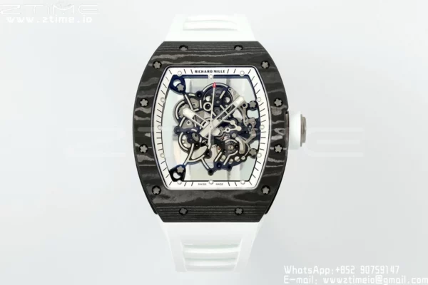 Richard Mille RM055 NTPT APS Factory 1:1 Best Edition Λευκή στεφάνη Λευκή κορώνα σε καουτσούκ λουράκι - Super Clone Watch | 1:1 Best Version