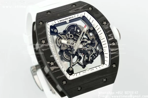 Richard Mille RM055 NTPT APS Factory 1:1 Best Edition Λευκή στεφάνη Λευκή κορώνα σε καουτσούκ λουράκι - Super Clone Watch | 1:1 Best Version