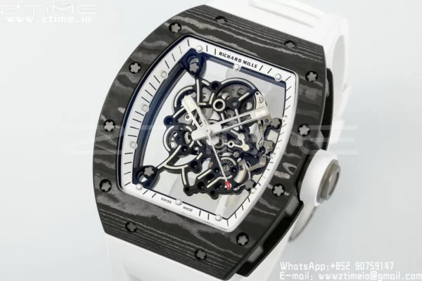 Richard Mille RM055 NTPT APS Factory 1:1 Best Edition Λευκή στεφάνη Λευκή κορώνα σε καουτσούκ λουράκι - Super Clone Watch | 1:1 Best Version