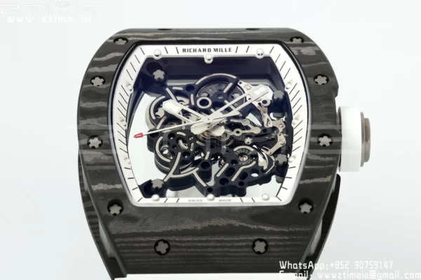 Richard Mille RM055 NTPT APS Factory 1:1 Best Edition Λευκή στεφάνη Λευκή κορώνα σε καουτσούκ λουράκι - Super Clone Watch | 1:1 Best Version