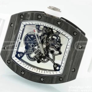 Richard Mille RM055 NTPT APS Factory 1:1 Best Edition Λευκή στεφάνη Λευκή κορώνα σε καουτσούκ λουράκι - Super Clone Watch | 1:1 Best Version
