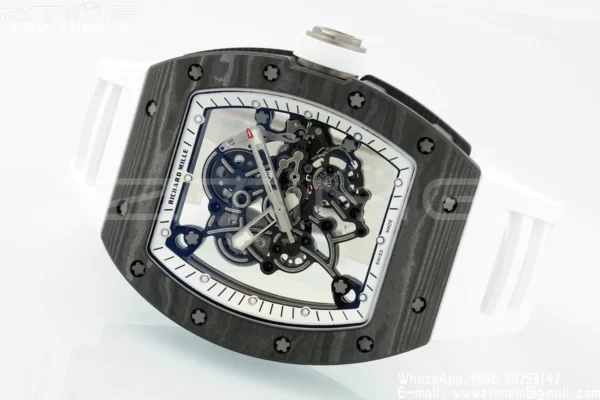 Richard Mille RM055 NTPT APS Factory 1:1 Best Edition Λευκή στεφάνη Λευκή κορώνα σε καουτσούκ λουράκι - Super Clone Watch | 1:1 Best Version