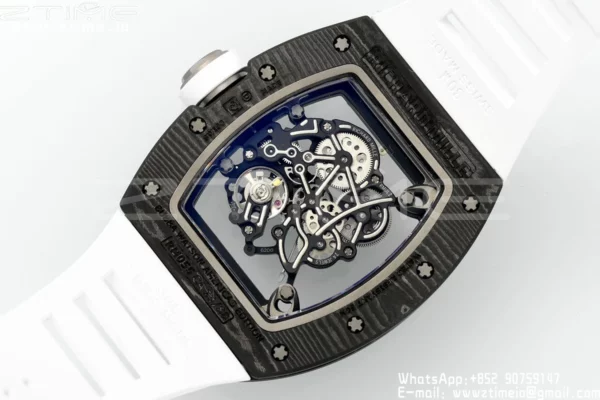 Richard Mille RM055 NTPT APS Factory 1:1 Best Edition Λευκή στεφάνη Λευκή κορώνα σε καουτσούκ λουράκι - Super Clone Watch | 1:1 Best Version