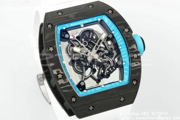 Richard Mille RM055 NTPT APS Factory 1:1 Best Edition Λευκό πλαίσιο Μπλε κορώνα Καουτσούκ λουράκι - Super Clone Watch | 1:1 Best Version