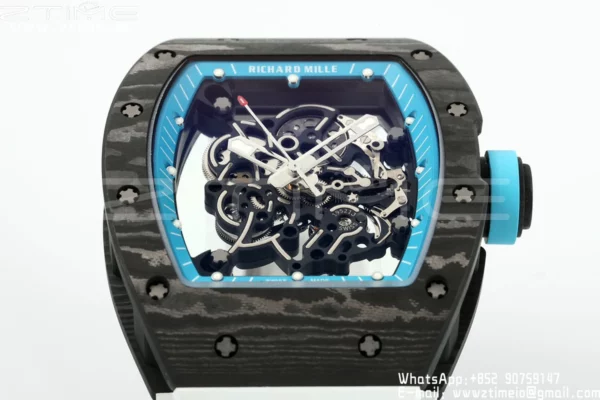 Richard Mille RM055 NTPT APS Factory 1:1 Best Edition Λευκό πλαίσιο Μπλε κορώνα Καουτσούκ λουράκι - Super Clone Watch | 1:1 Best Version