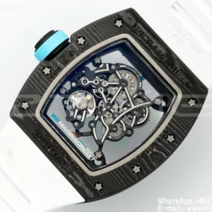 Richard Mille RM055 NTPT APS Factory 1:1 Best Edition Λευκό πλαίσιο Μπλε κορώνα Καουτσούκ λουράκι - Super Clone Watch | 1:1 Best Version