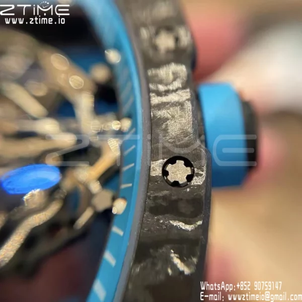 Richard Mille RM055 NTPT APS Factory 1:1 Best Edition Blue Bezel Blue Crown Rubber Strap - Super Clone Watch | 1:1 Best Version