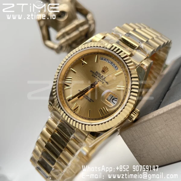Rolex DayDate 40 YG 228238-006 GS Factory Gain Weight YG Roman Dial A3255 - Super Clone Watch | 1:1 Best Version