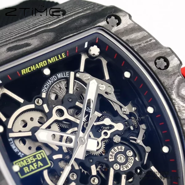 RICHARD MILLE RM35-01 Black Carbon BBR Factory Best Edition Black Nylon Strap - スーパークローンウォッチ｜1:1ベストバージョン