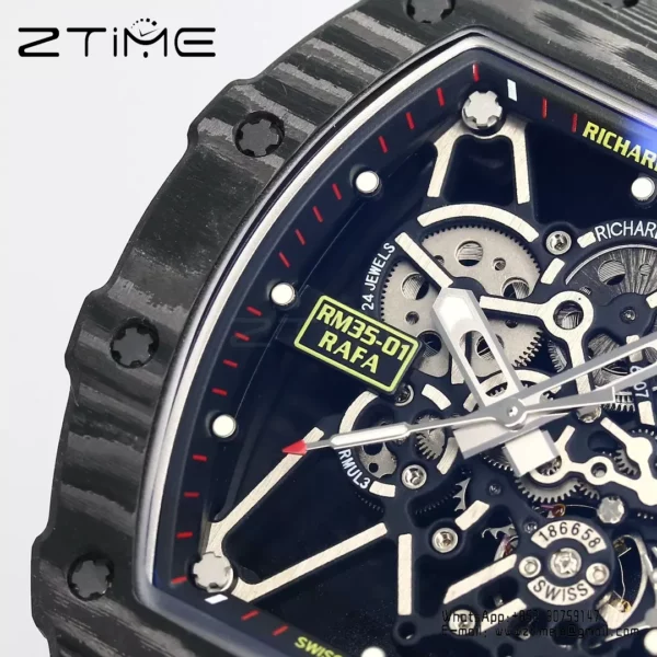 RICHARD MILLE RM35-01 Black Carbon BBR Factory Best Edition Black Nylon Strap - スーパークローンウォッチ｜1:1ベストバージョン