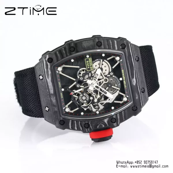 RICHARD MILLE RM35-01 Black Carbon BBR Factory Best Edition Black Nylon Strap - スーパークローンウォッチ｜1:1ベストバージョン