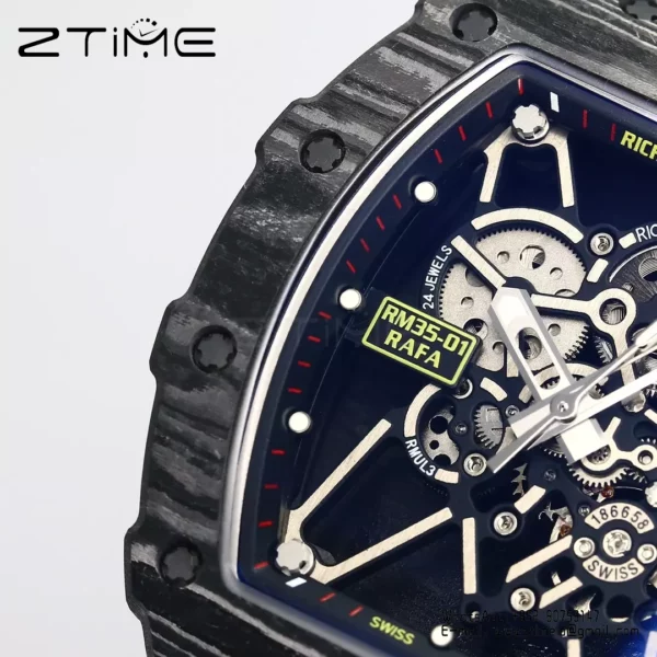RICHARD MILLE RM35-01 Black Carbon BBR Factory Best Edition Black Rubber Strap - Super Clone Watch | 1:1 Best Version