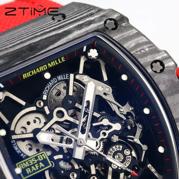 RICHARD MILLE RM35-01 Black Carbon BBR Factory Best Edition Red Nylon Strap - Super Clone Watch | 1:1 Best Version