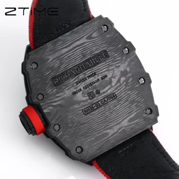 RICHARD MILLE RM35-01 Black Carbon BBR Factory Best Edition Red Nylon Strap - Super Clone Watch | 1:1 Best Version