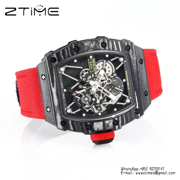 RICHARD MILLE RM35-01 Black Carbon BBR Factory Best Edition Red Nylon Strap - Super Clone Watch | 1:1 Best Version