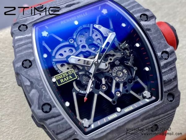 RICHARD MILLE RM35-01 Black Carbon BBR Factory Best Edition Red Rubber Strap - Super Clone Watch | 1:1 Best Version